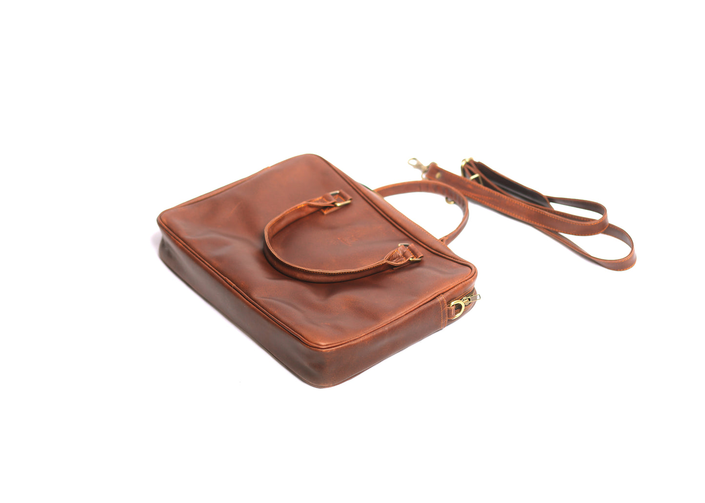 The Brown Camel- Brown Laptop Leather Bag