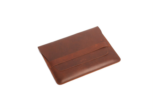 Laptop Leather Sleeve - Reddish Brown