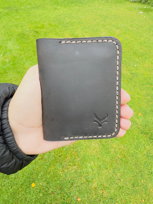 The Black Obsidian - Vertical executive bifolod leather wallet