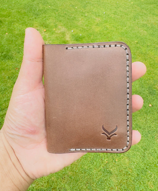 The Brown Walnut - Vertical executive biflod leather wallet