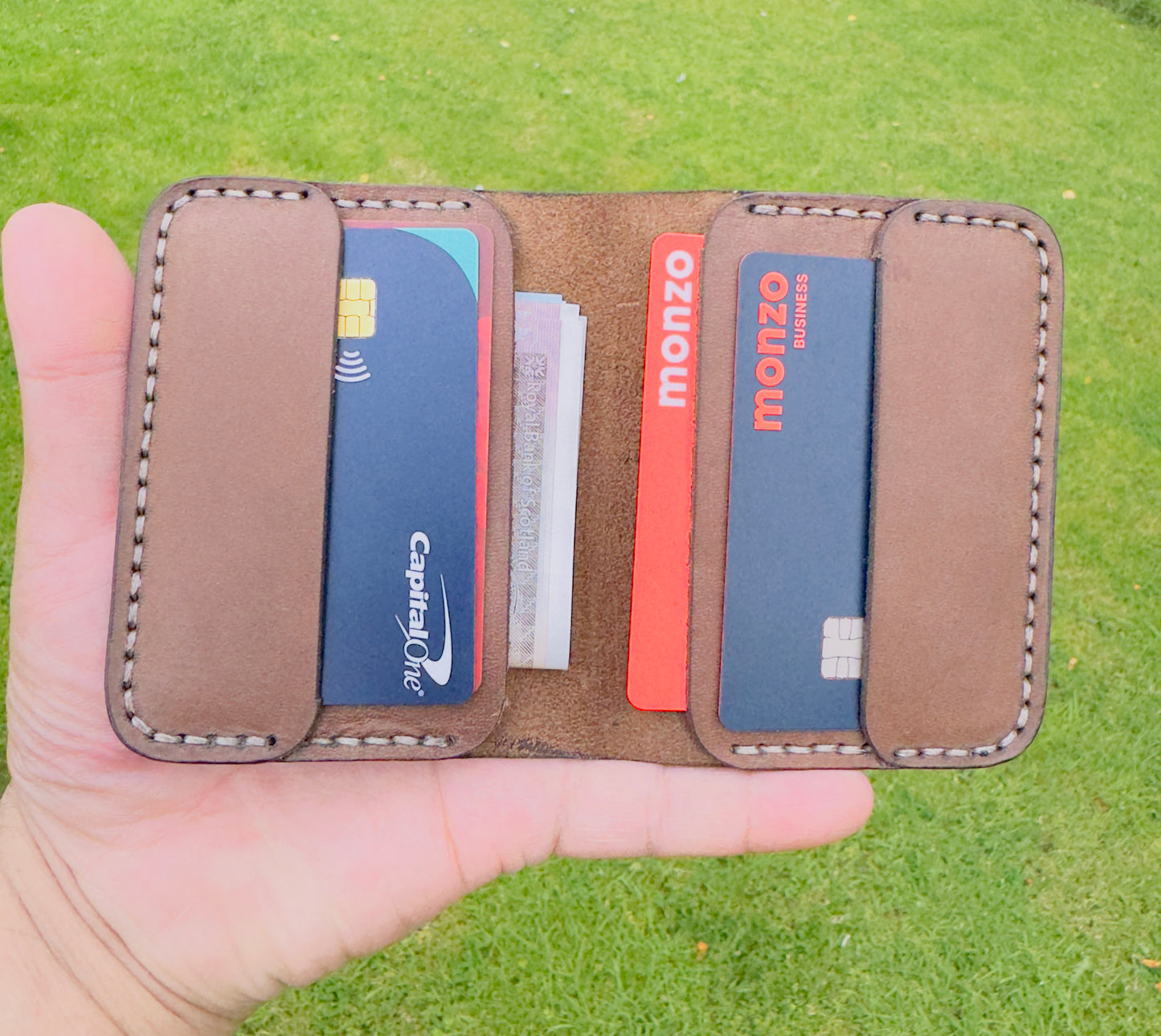 The Brown Walnut - Vertical executive biflod leather wallet